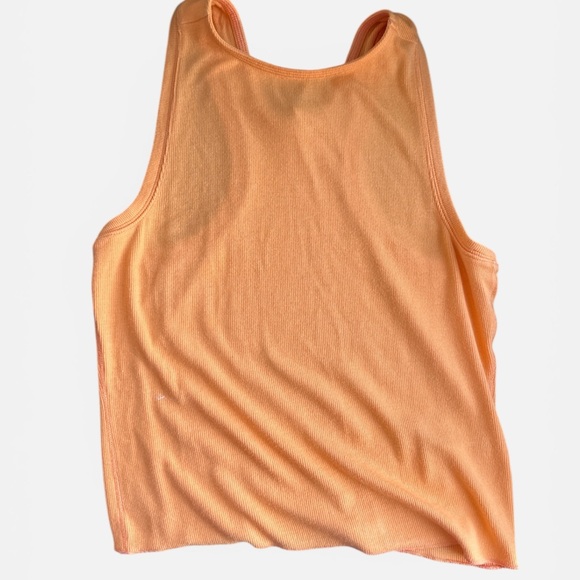Free People Peach-Orange Ribbed Muscle Tank Razorback - Picture 2 of 4